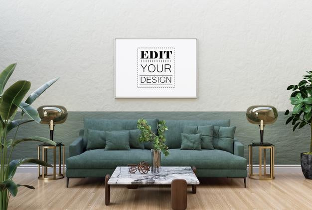 Poster Frame In Living Room Psd Mockup Psd