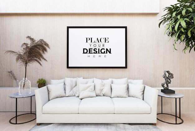 Poster Frame In Living Room Psd Mockup Psd