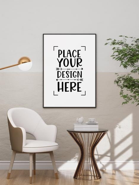 Poster Frame In Living Room Psd Mockup Psd