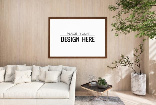 Poster Frame In Living Room Psd Mockup Psd
