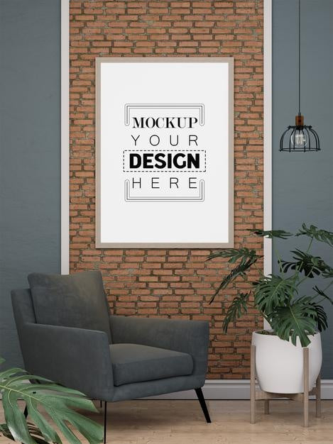 Poster Frame In Living Room Psd Mockup Psd