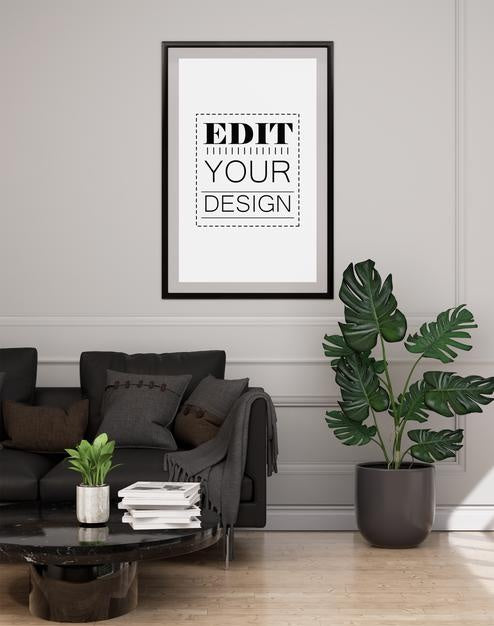 Poster Frame In Living Room Psd Mockup Psd