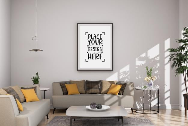 Poster Frame In Living Room Psd Mockup Psd