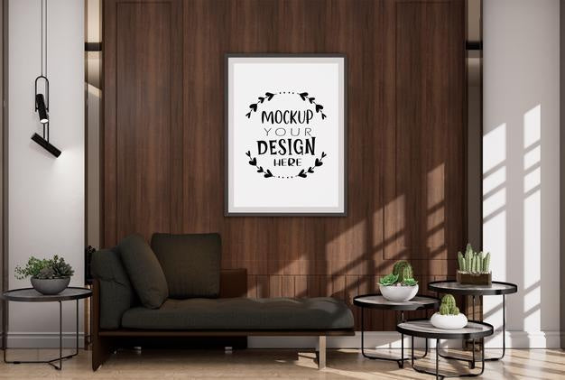 Poster Frame In Living Room Psd Mockup Psd