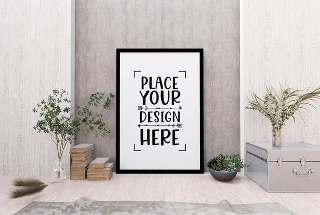 Poster Frame In Living Room Psd Mockup Psd