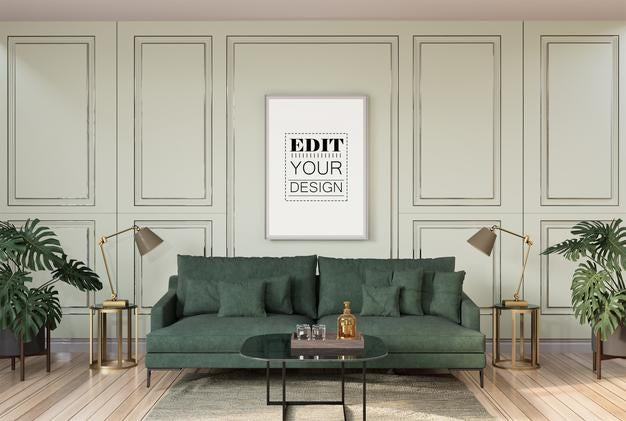Poster Frame In Living Room Psd Mockup Psd