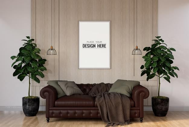 Poster Frame In Living Room Psd Mockup Psd