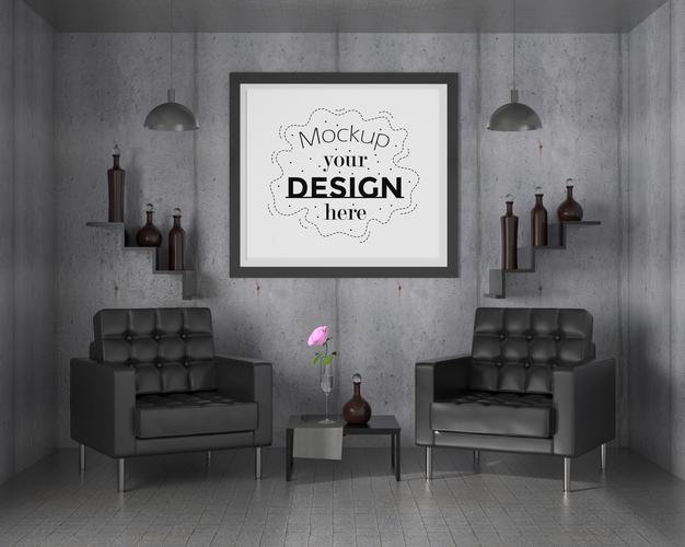 Poster Frame In Living Room Psd