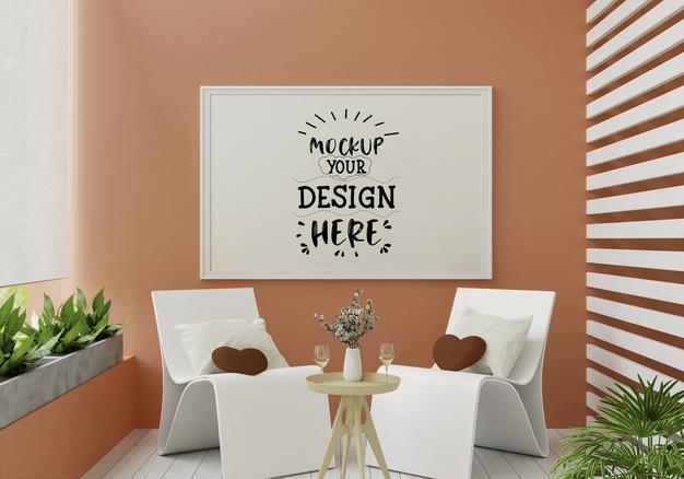 Poster Frame In Living Room Psd