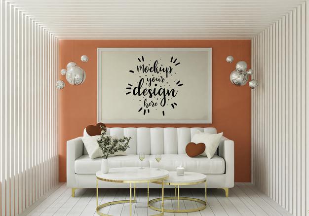 Poster Frame In Living Room Psd