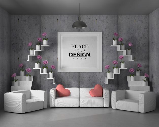 Poster Frame In Living Room Psd
