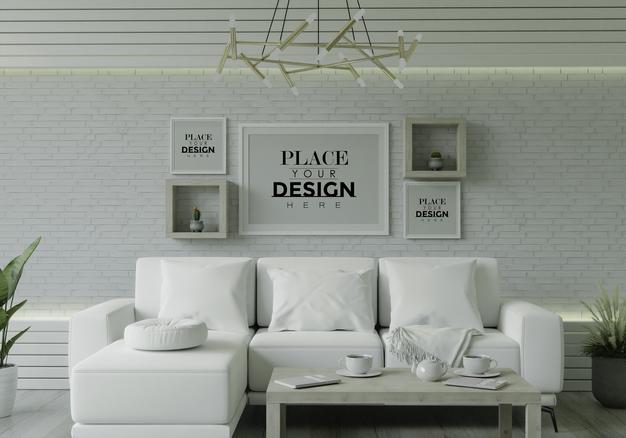 Poster Frame In Living Room Psd