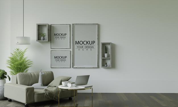Poster Frame In Living Room Psd
