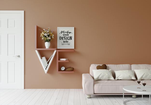 Poster Frame In Living Room Psd