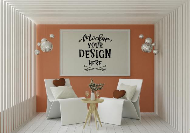 Poster Frame In Living Room Psd