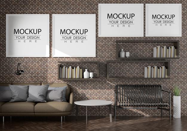 Poster Frame In Living Room Psd
