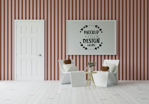 Poster Frame In Living Room Psd