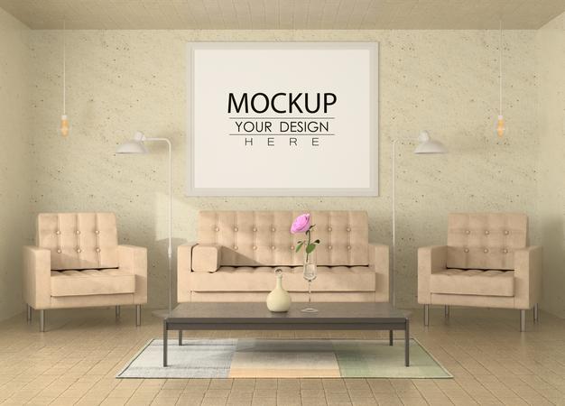 Poster Frame In Living Room Psd