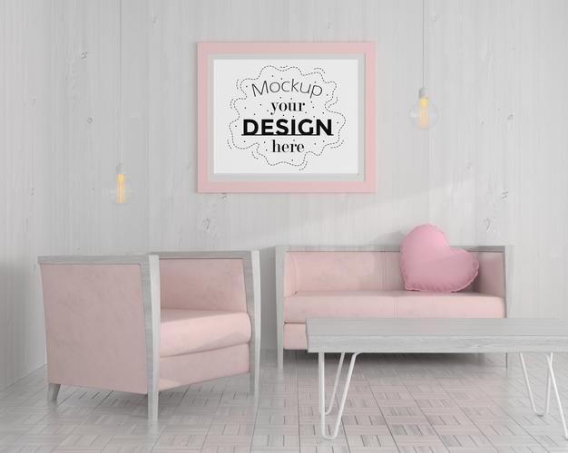 Poster Frame In Living Room Psd