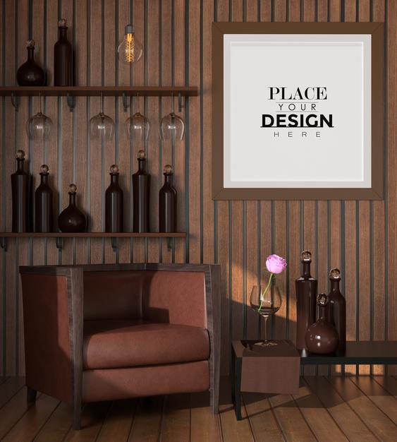 Poster Frame In Living Room Psd