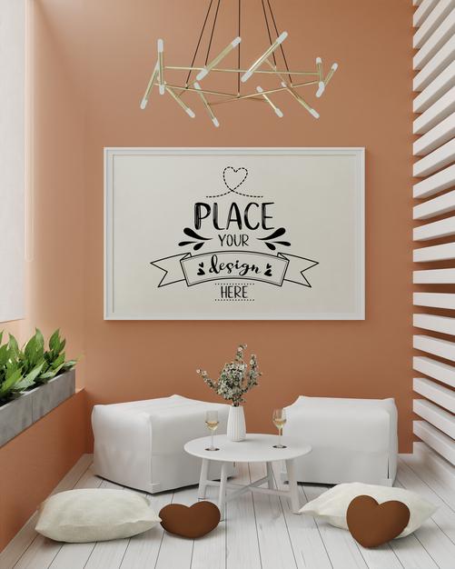 Poster Frame In Living Room Psd