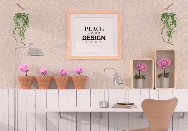 Poster Frame In Living Room Psd