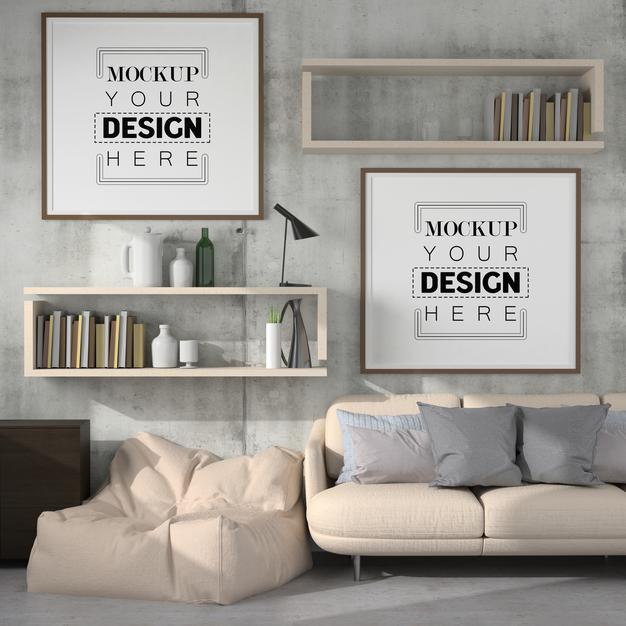 Poster Frame In Living Room Psd