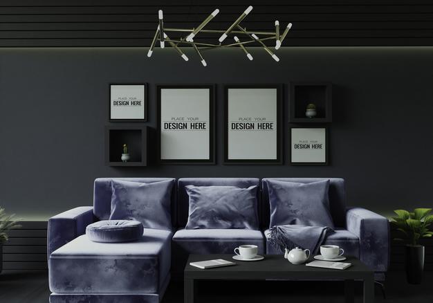 Poster Frame In Living Room Psd