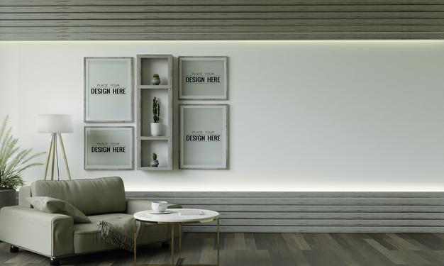 Poster Frame In Living Room Psd