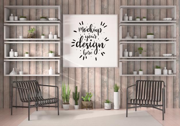 Poster Frame In Living Room Psd