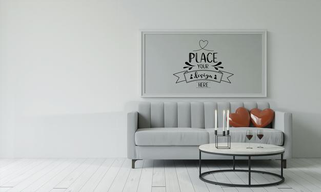 Poster Frame In Living Room Psd