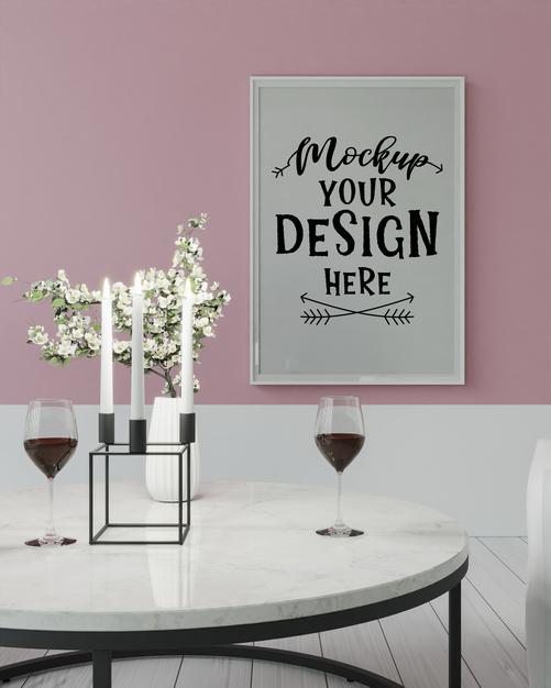 Poster Frame In Living Room Psd