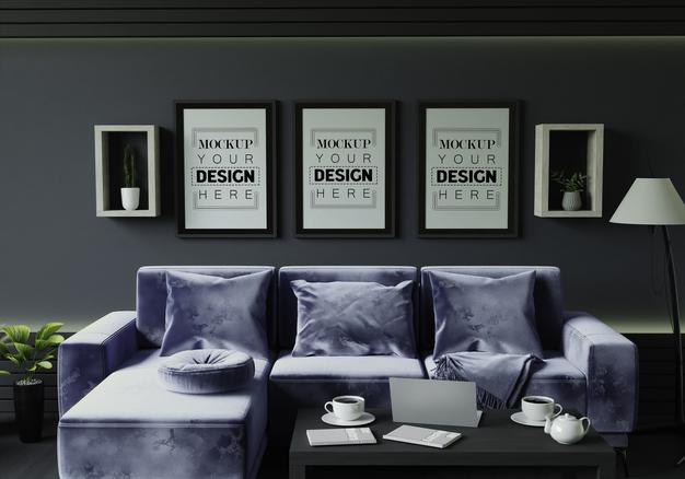 Poster Frame In Living Room Psd