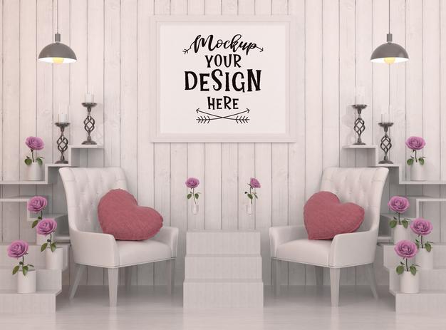 Poster Frame In Living Room Psd