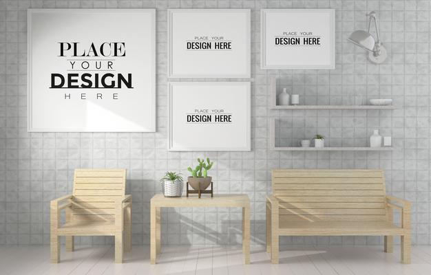 Poster Frame In Living Room Psd