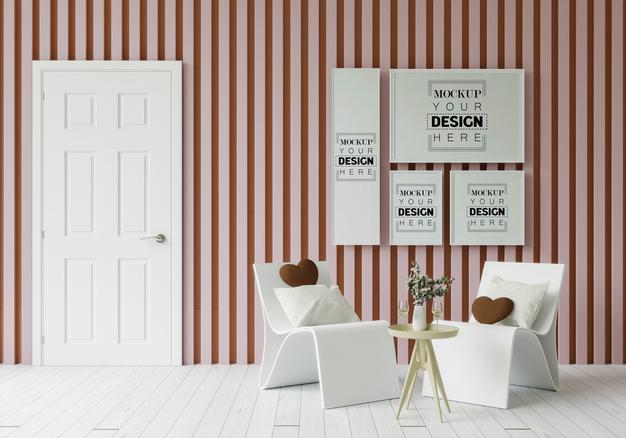 Poster Frame In Living Room Psd