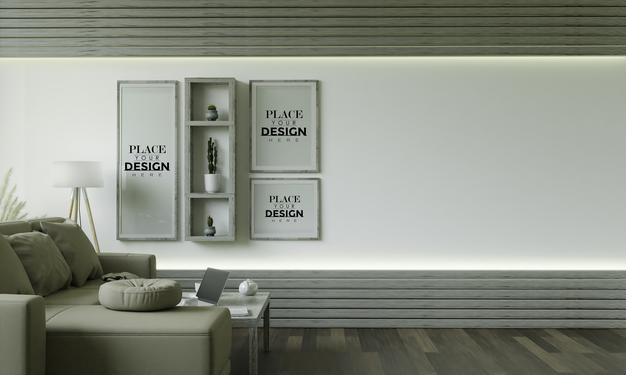 Poster Frame In Living Room Psd