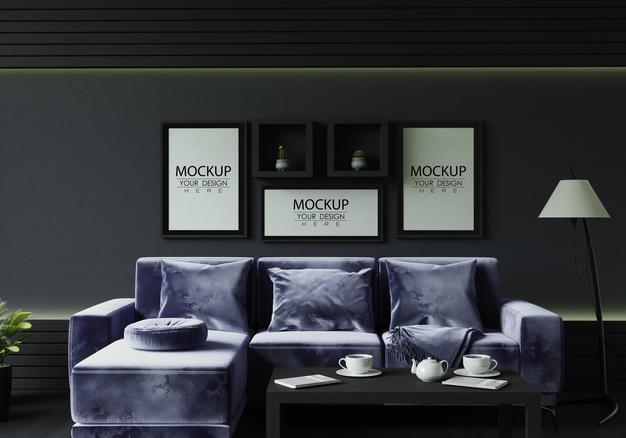 Poster Frame In Living Room Psd
