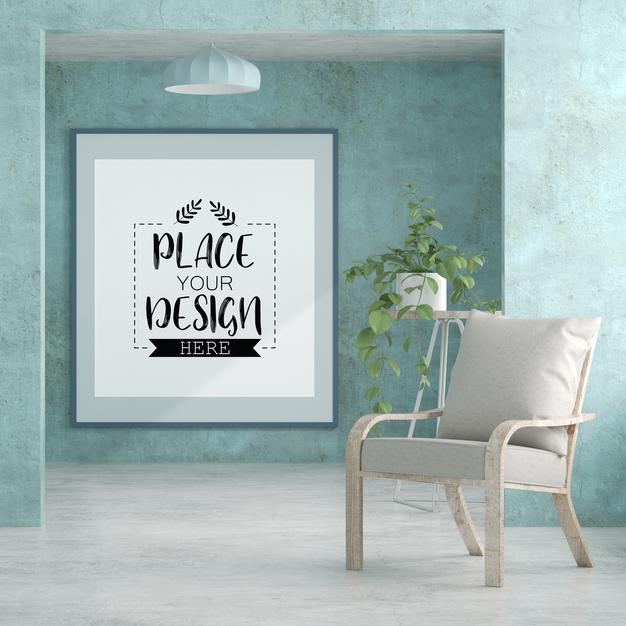 Poster Frame In Living Room Psd