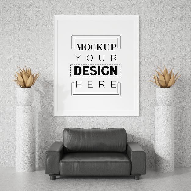 Poster Frame In Living Room Psd