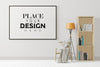 Poster Frame In Living Room With Bookshelf And Chair Psd