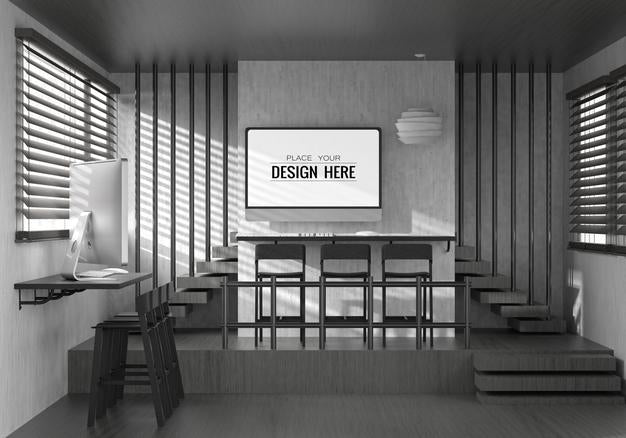 Poster Frame In Restaurant Psd