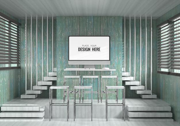 Poster Frame In Restaurant Psd