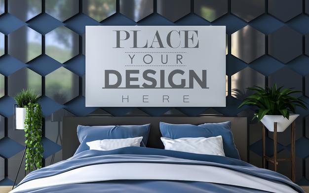 Poster Frame Interior In A Bedroom Psd