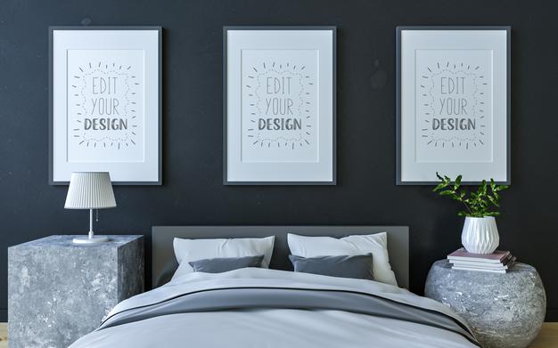 Poster Frame Interior In A Bedroom Psd