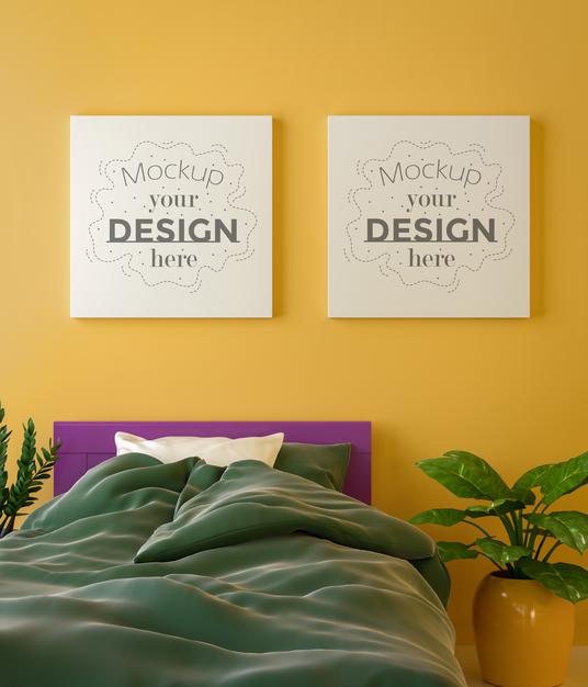 Poster Frame Interior In A Bedroom Psd