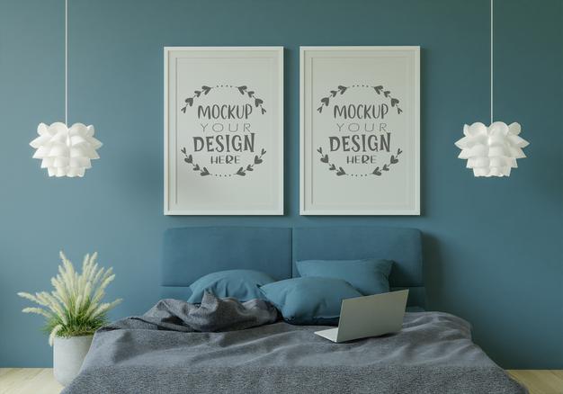 Poster Frame Interior In A Bedroom Psd