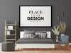 Poster Frame Mockup In Bedroom Psd