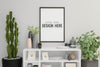 Poster Frame Mockup In Living Room Interior Psd