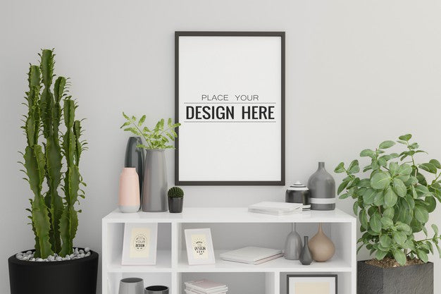 Poster Frame Mockup In Living Room Interior Psd